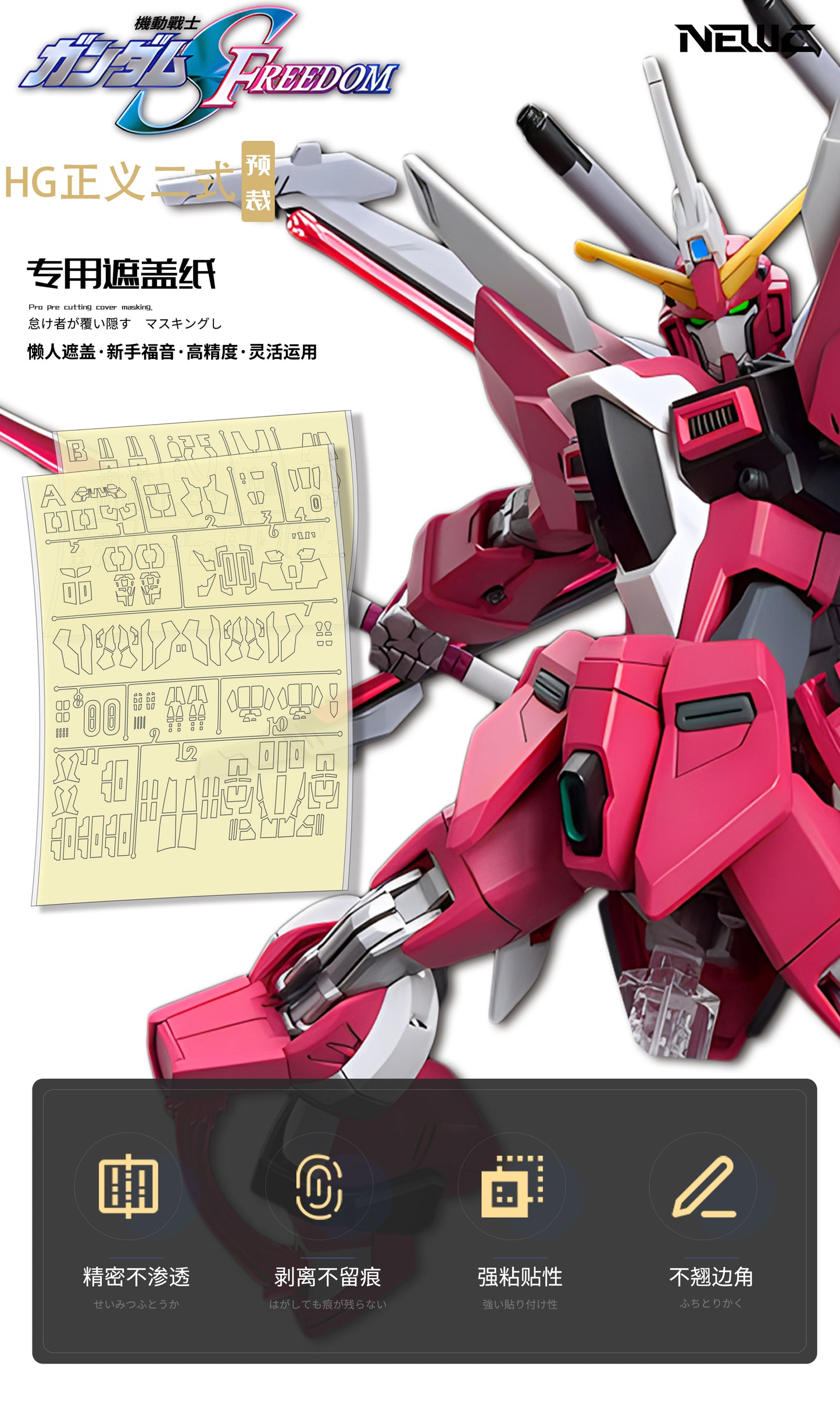 NPC-025 PRECUT MASKING SHEET FOR BANDAI HG JUSTICE TYPE II