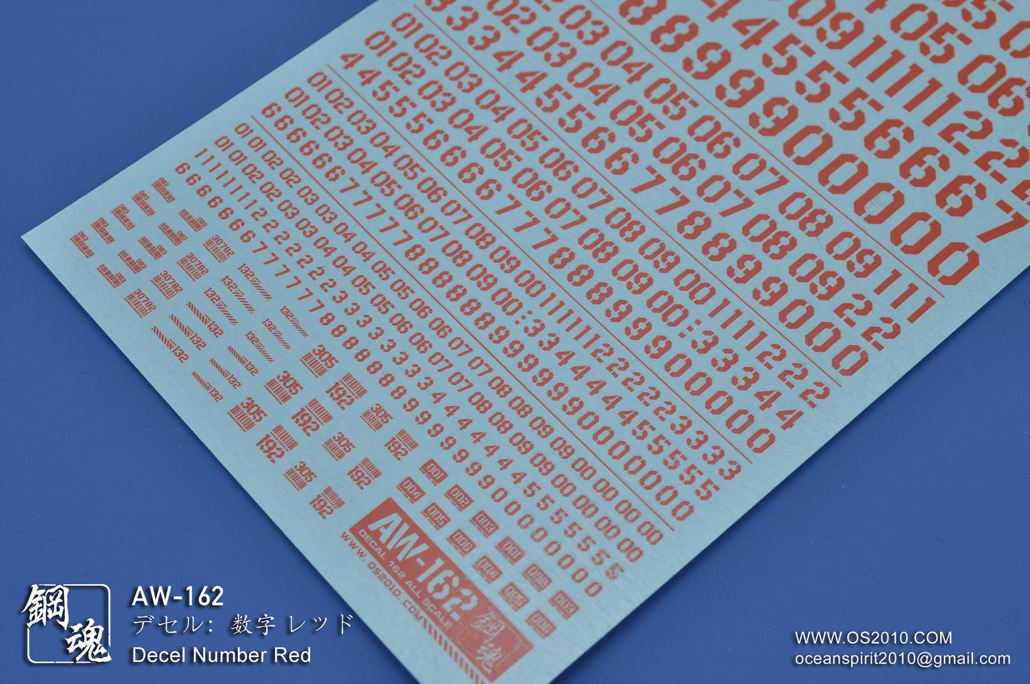 AW-162 Waterslide Decal: Numbers Type 05 (Red)