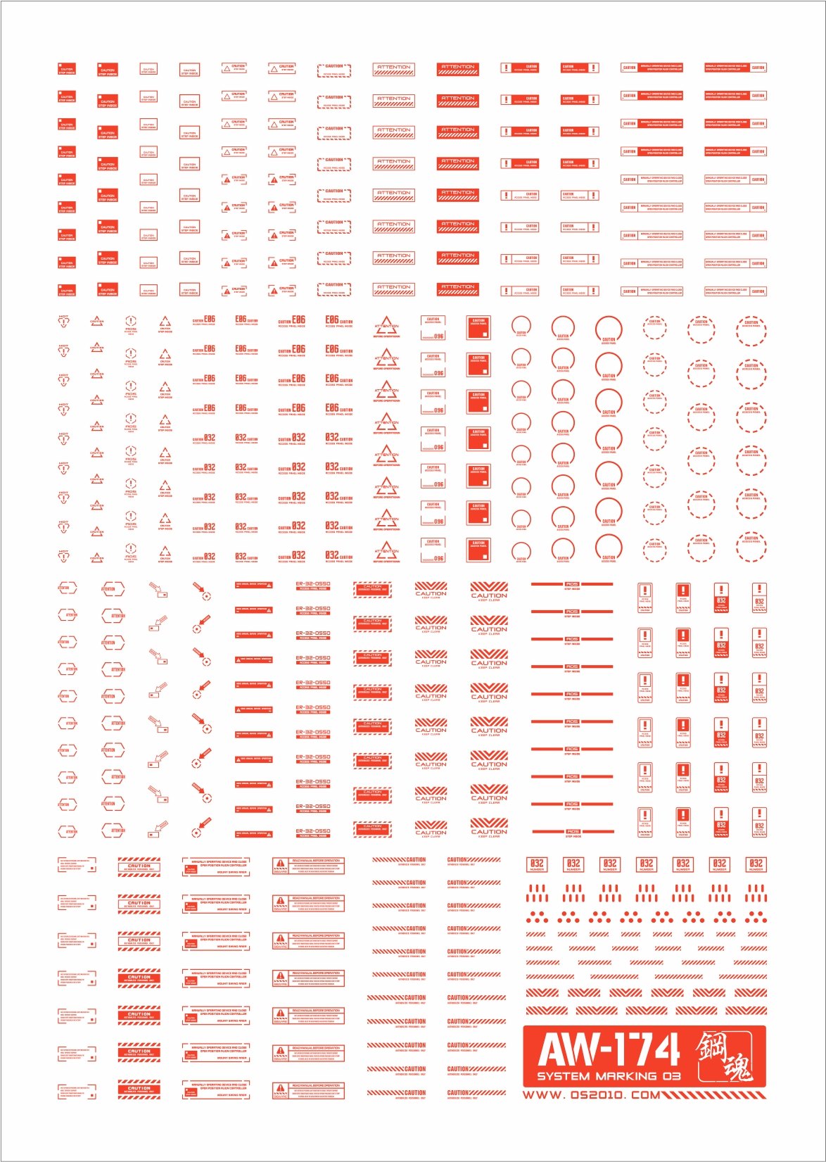 Madworks AW-174 Waterslide Decal Markings Type 03 (Red)