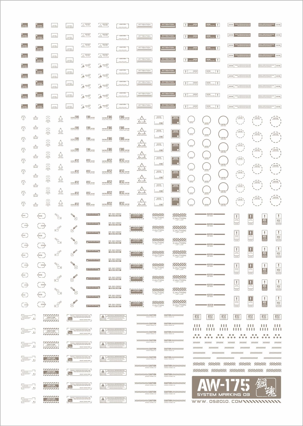 AW-175 Waterslide Decal Markings Type 03 (Gray)