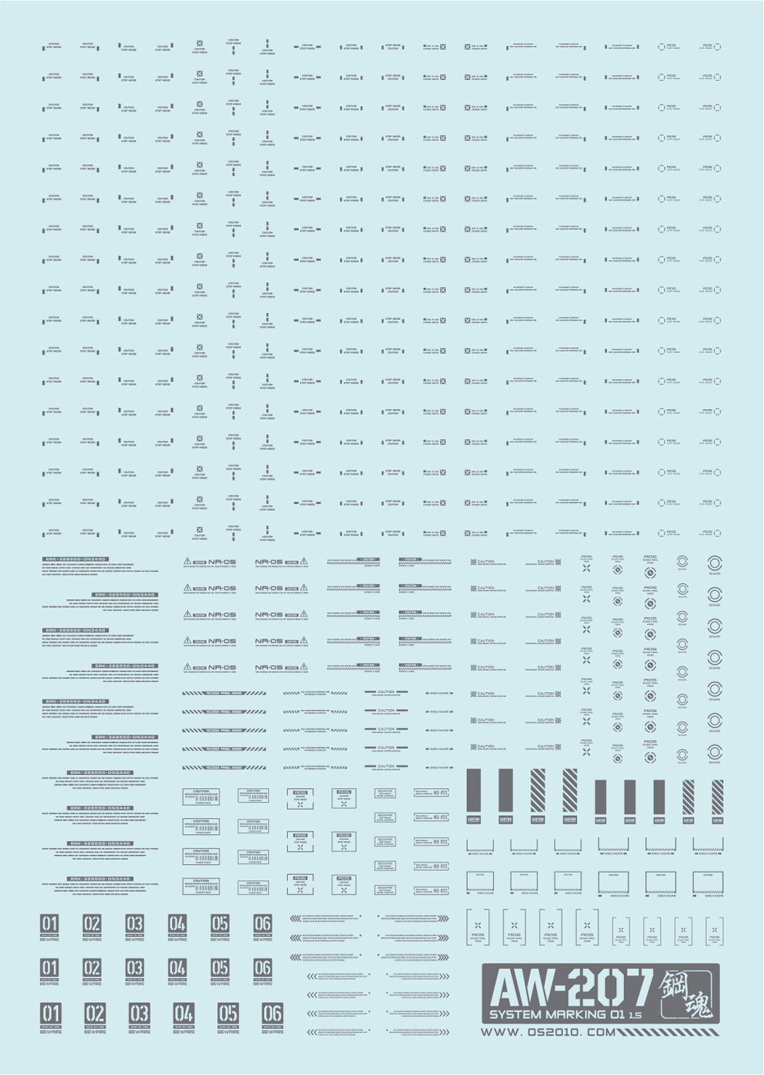 Madworks AW-207 Waterslide Decal Markings Type 01 (Dark Grey)
