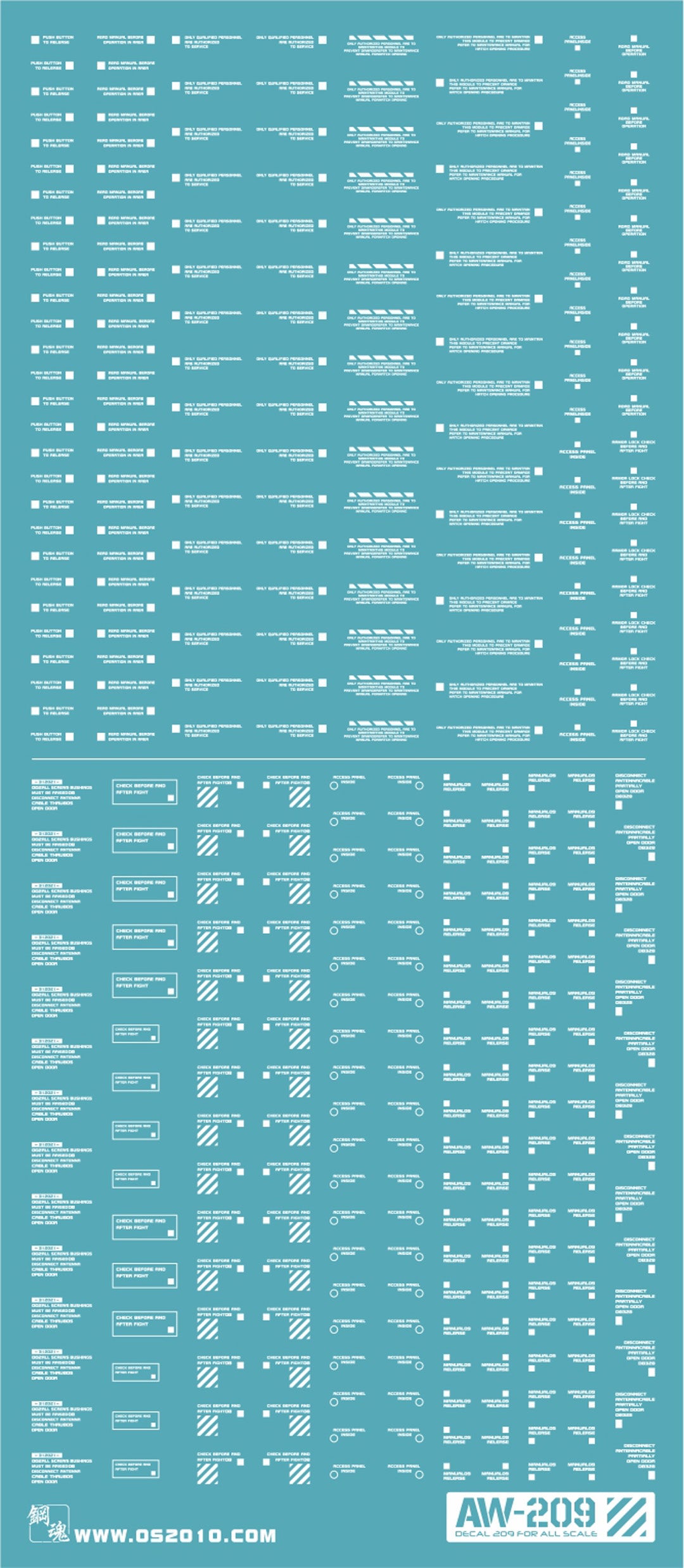 Madworks AW-209 Waterslide Decal Markings Type E (White)