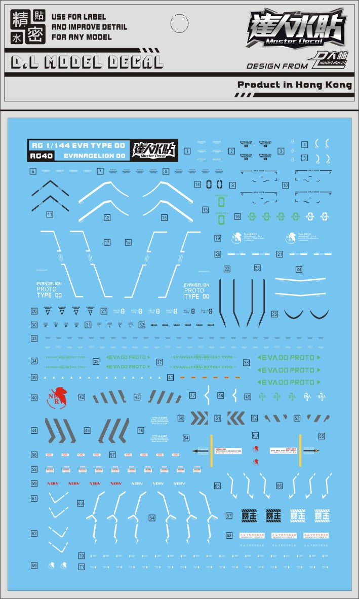 DL MODEL DECAL RG40 FOR RG EVA TYPE 00
