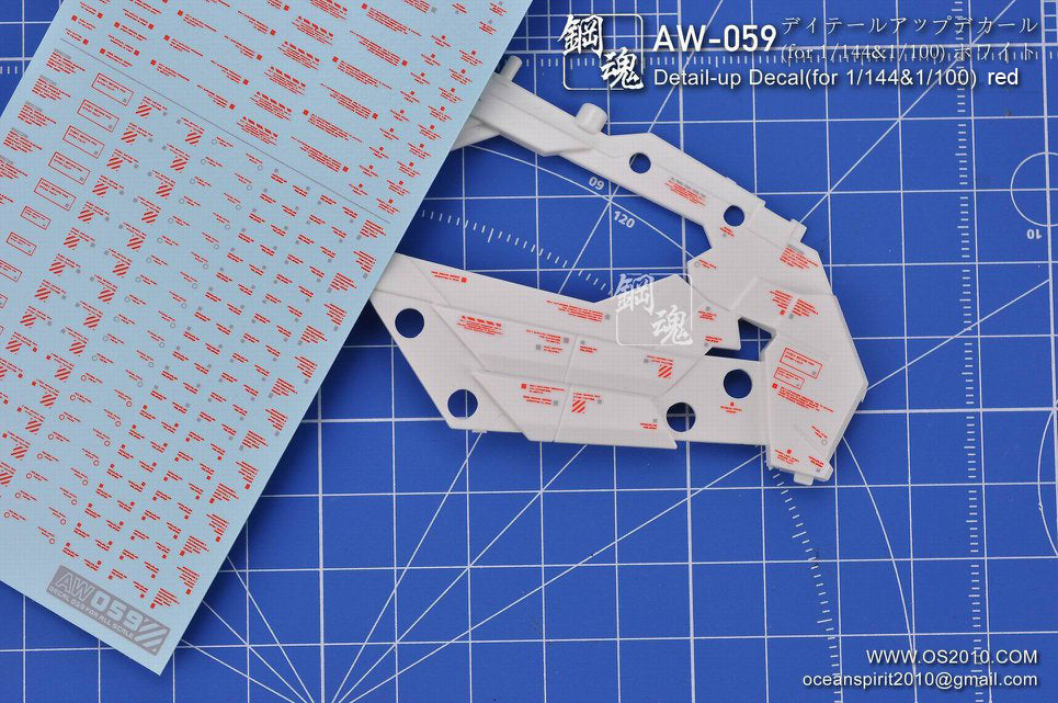 AW-059 Waterslide Decal Markings Type E (Red)