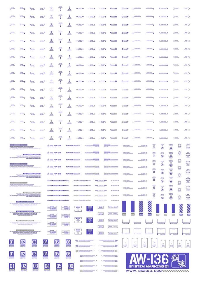 Madworks AW-136 Waterslide Decal Markings Type 01 (Blue)