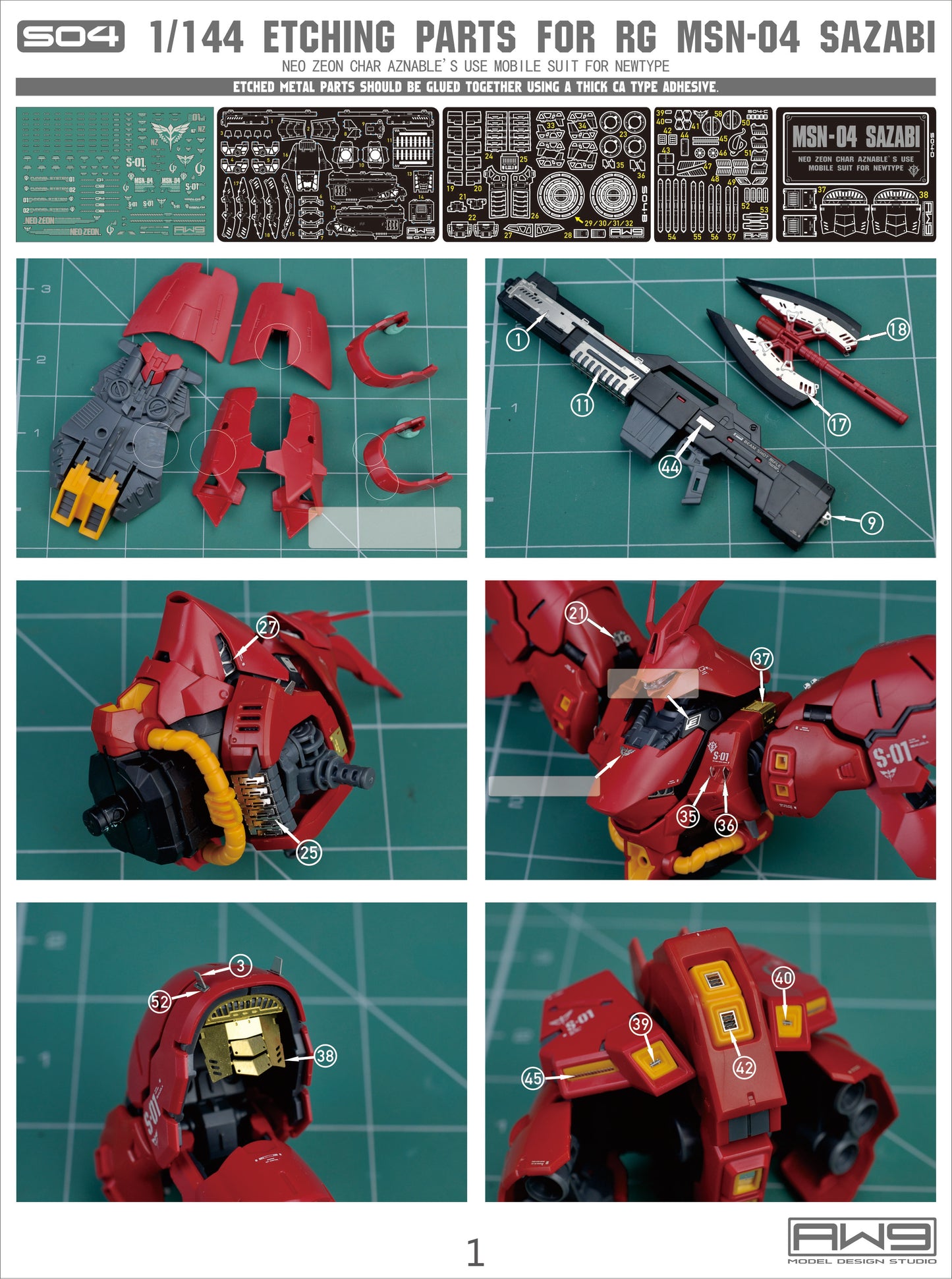 S004 RG Sazabi Detail-up Parts