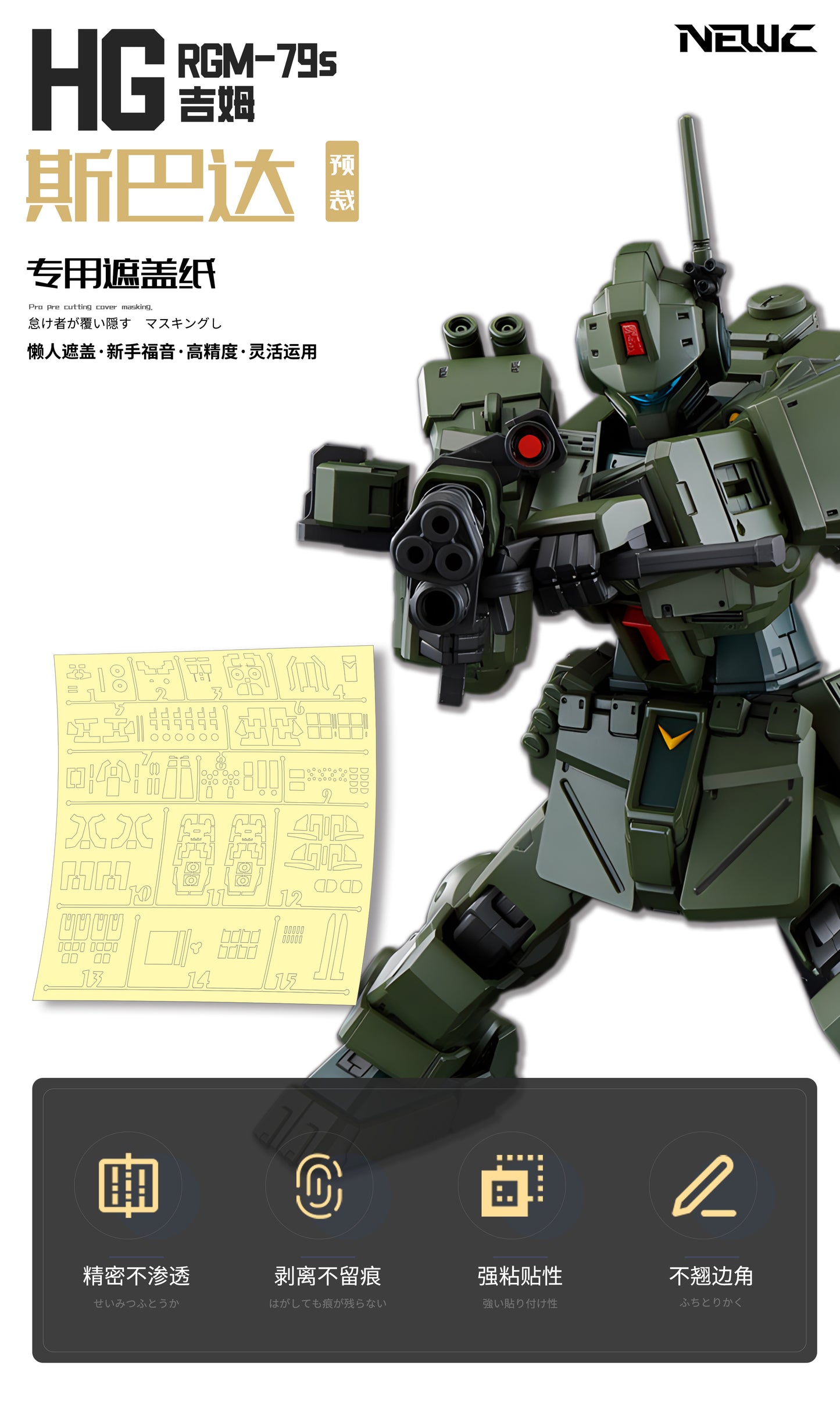 NPC-022 PRECUT MASKING SHEET FOR BANDAI HG GM SPARTAN