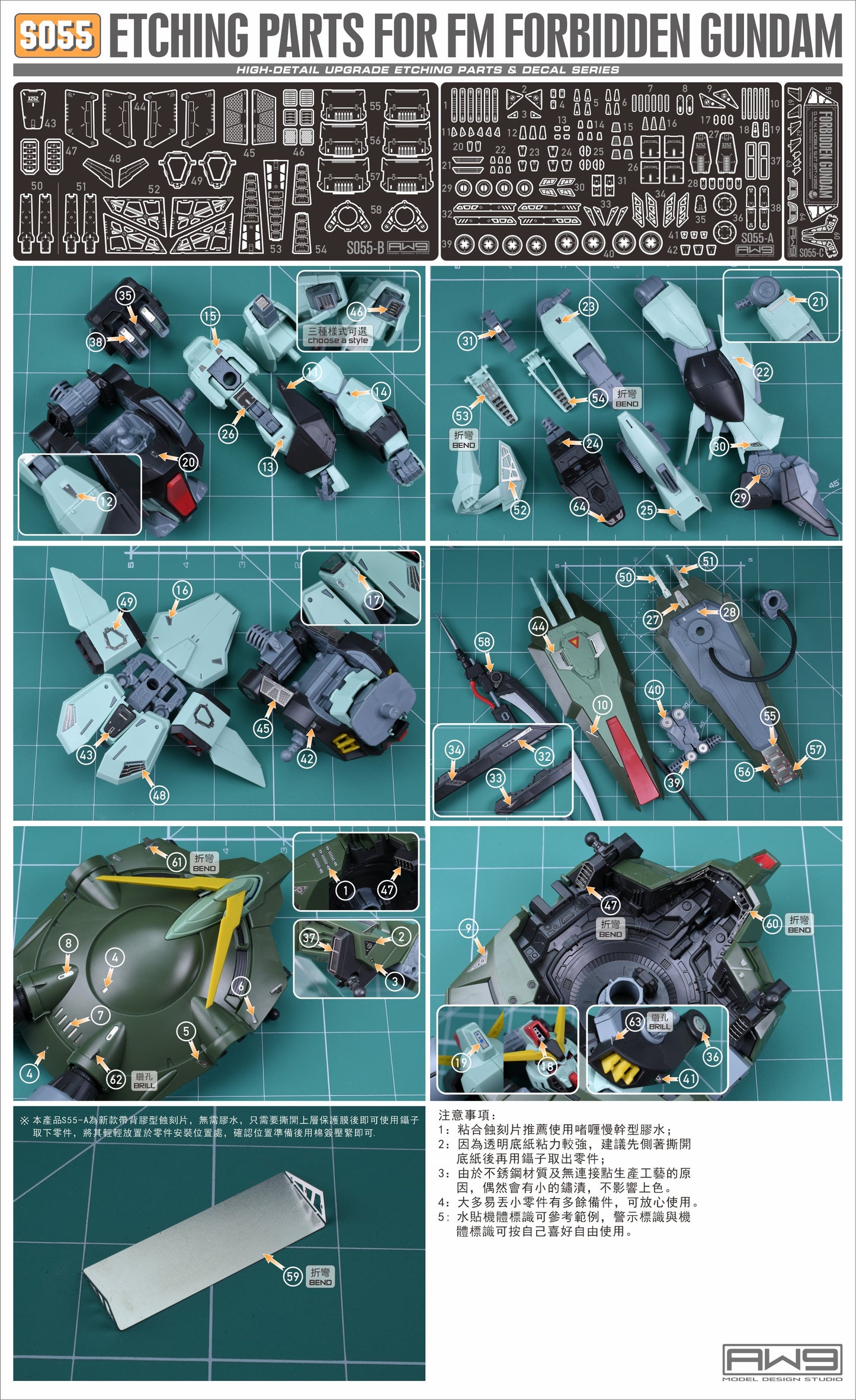 S055 Etching Parts for FM 1/100 GAT-X252 Forbidden Gundam