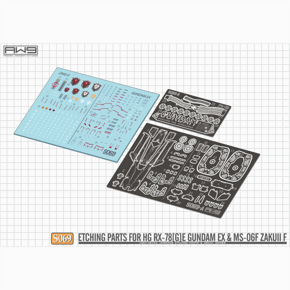 S069 for 1/144 HG RX78[G]E GUNDAM EX & MS-06F ZAKUII F (2-in-1)