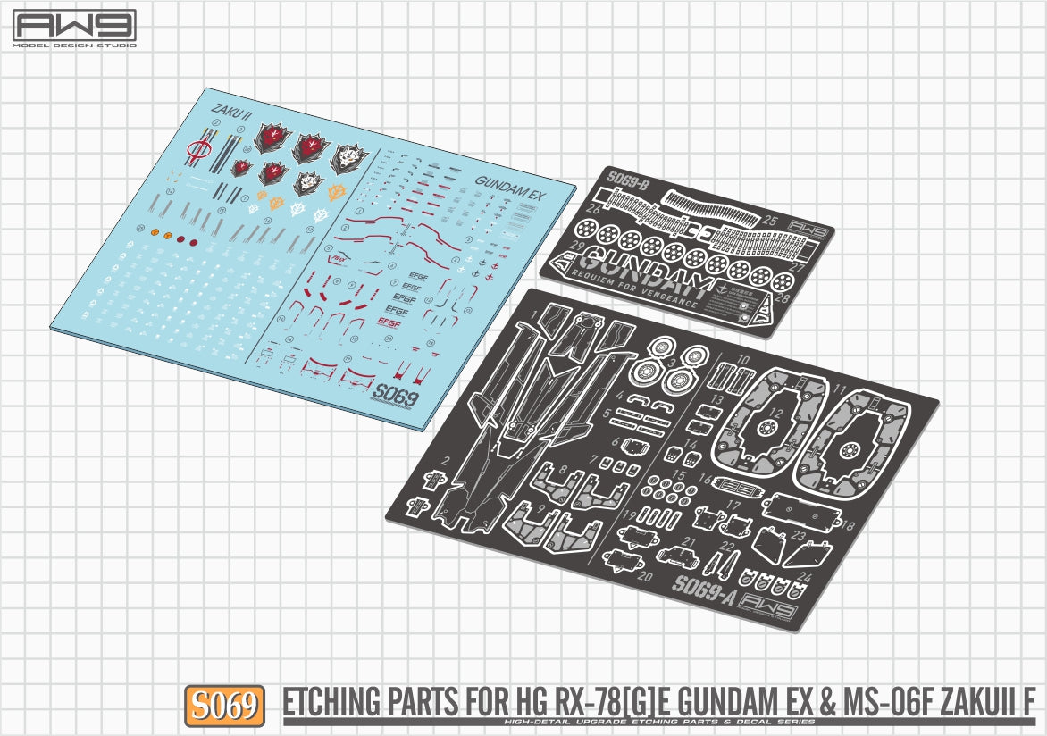 S069 for 1/144 HG RX78[G]E GUNDAM EX & MS-06F ZAKUII F (2-in-1)