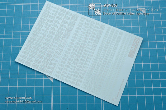 AW-063 Waterslide Decal: Letters Type 01 (Light-Gray)
