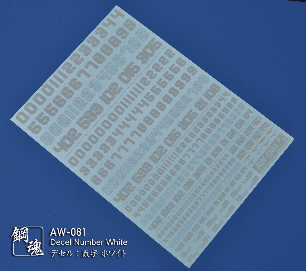 AW-081 Waterslide Decal: Numbers Type 02 (Orange)