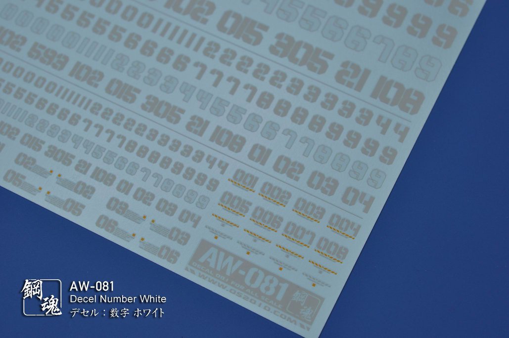AW-081 Waterslide Decal: Numbers Type 02 (Orange)