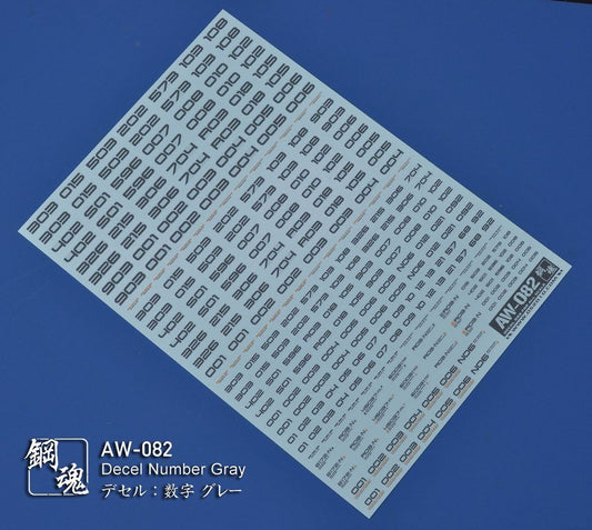 AW-082 Waterslide Decal: Numbers Type 03 (Gray)