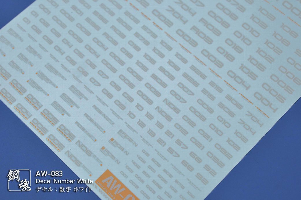 AW-083 Waterslide Decal: Numbers Type 03 (Off White)