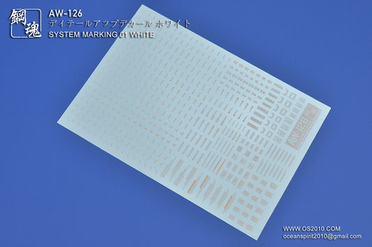 AW-126 Waterslide Decal Markings Type 01 (Off White)