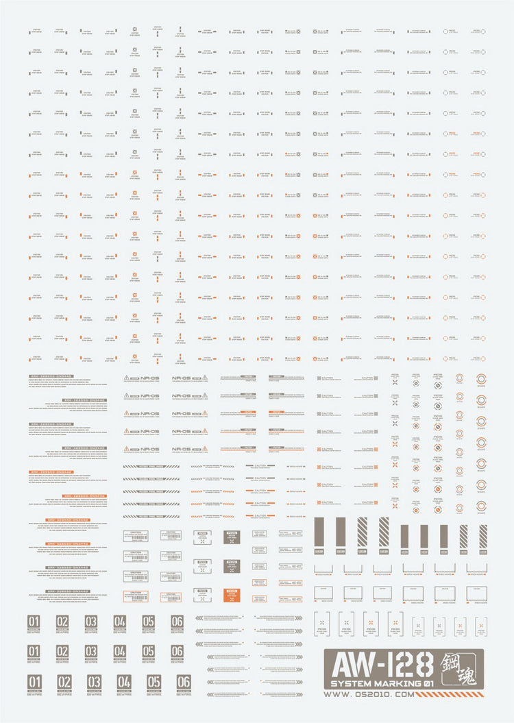 AW-128 Waterslide Decal Markings Type 01 (Gray)