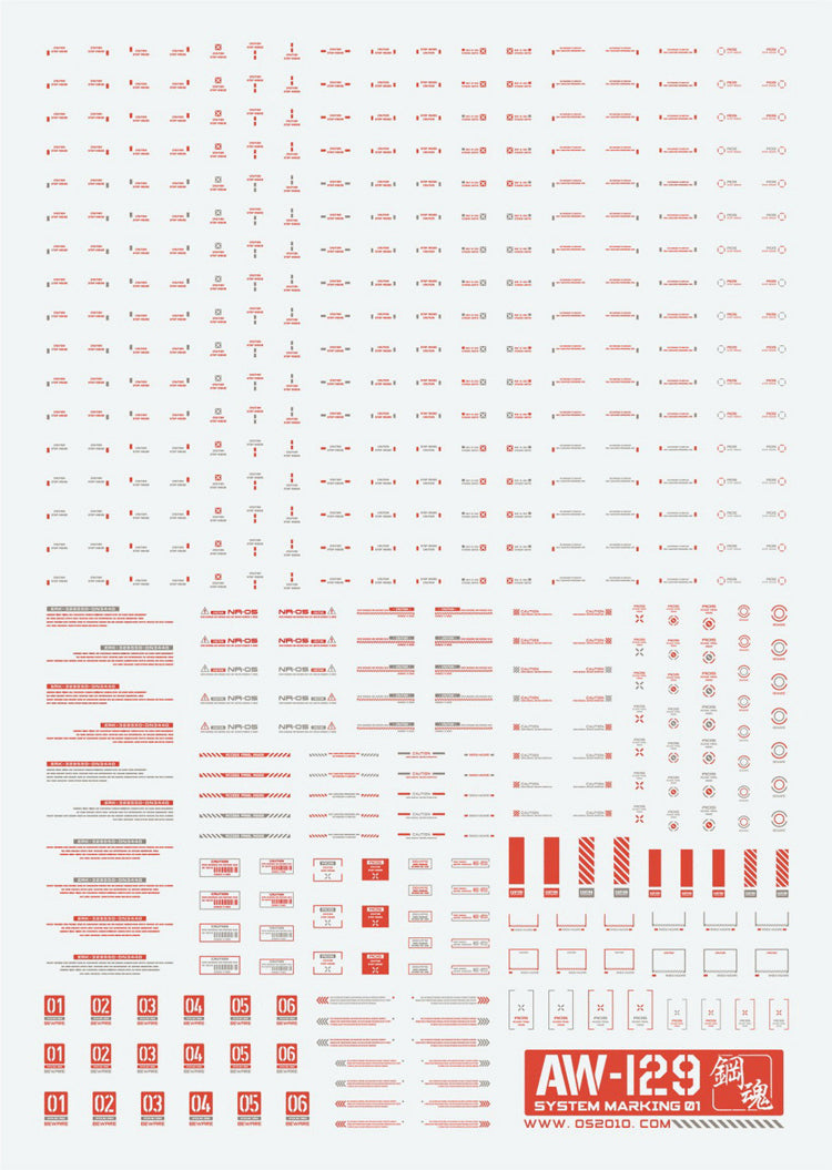 AW-129 Waterslide Decal Markings Type 01 (Red)