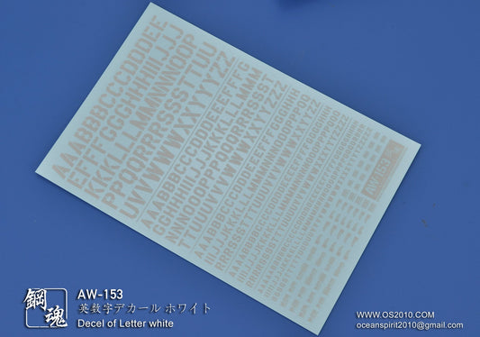 AW-153 Waterslide Decal: Letters Type 02 (Off White)