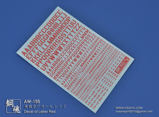 AW-155 Waterslide Decal: Letters Type 02 (Red)