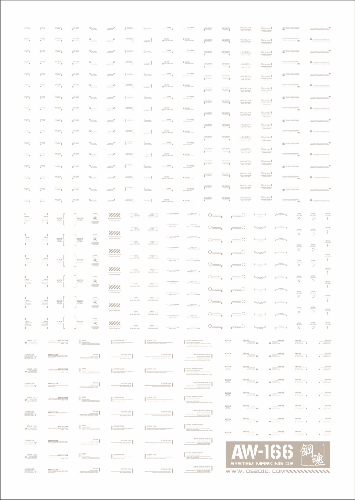 AW-166 Waterslide Decal Markings Type 02 (Light Gray)