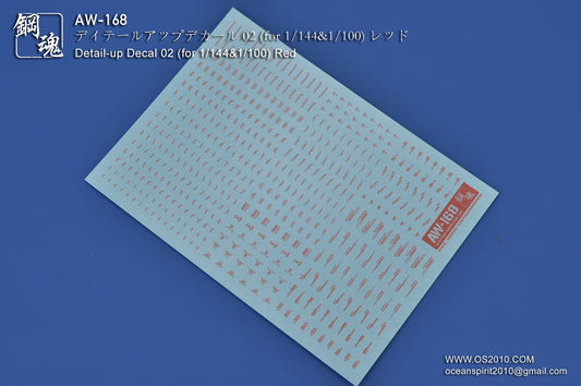 AW-168 Waterslide Decal Markings Type 02 (Red)