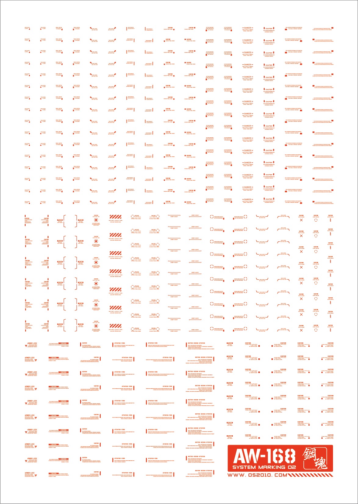 AW-168 Waterslide Decal Markings Type 02 (Red)
