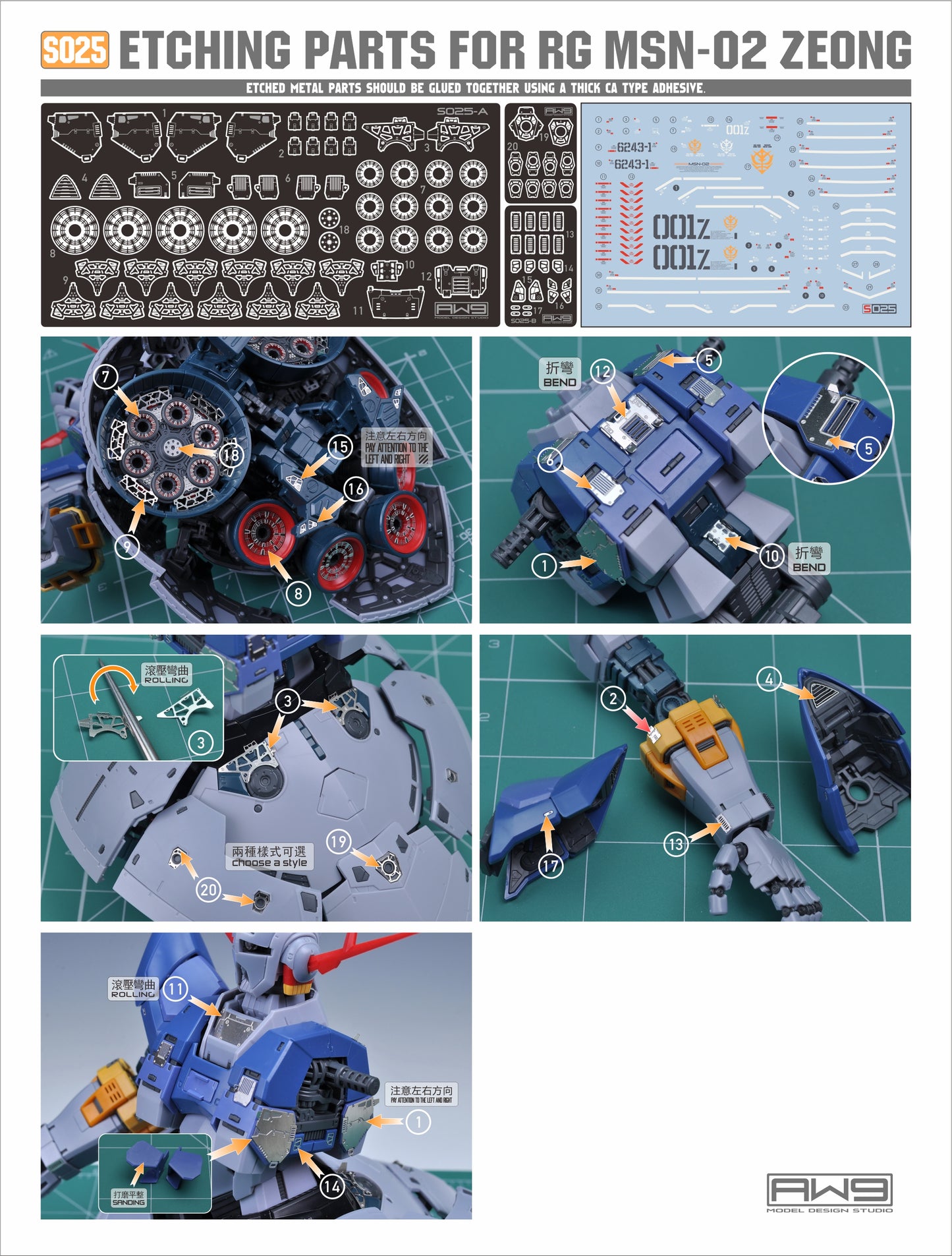 Madworks S025 Etching Parts for RG MSN-02 Zeong