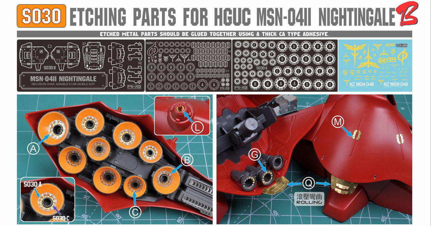 Madworks S030 Etching Parts for HGUC MSN-04ii Nightingale Part B