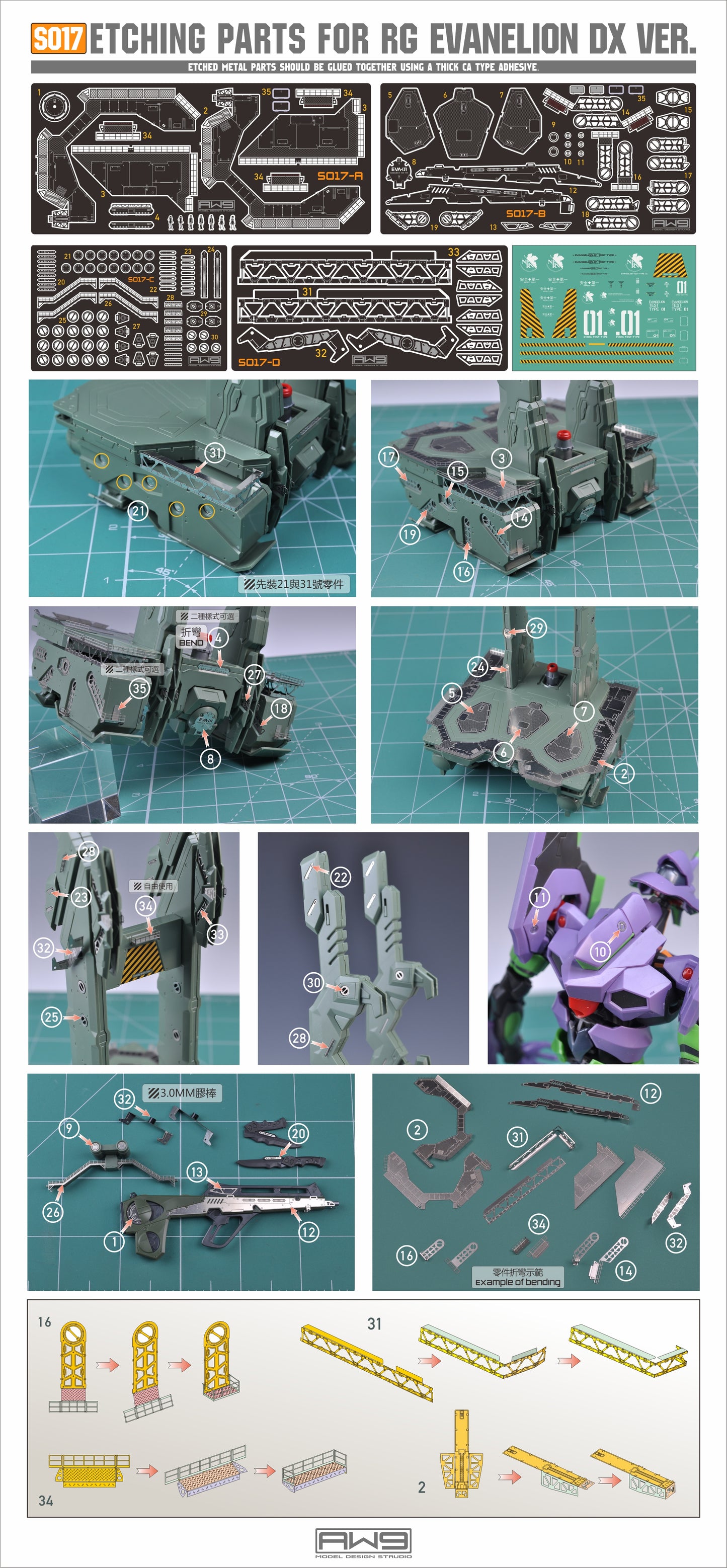 S017 RG EVA (Evangelion) Platform Photo-etched Parts
